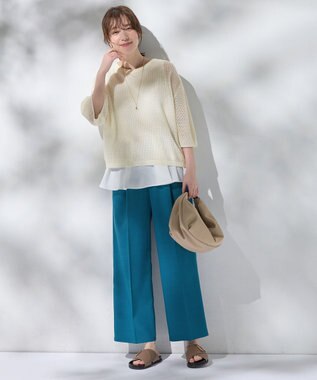 ANY L 【洗濯機可/セットアップ可/UVケア/速乾/イージーケア】サラサラテックリネンパンツ グリーン