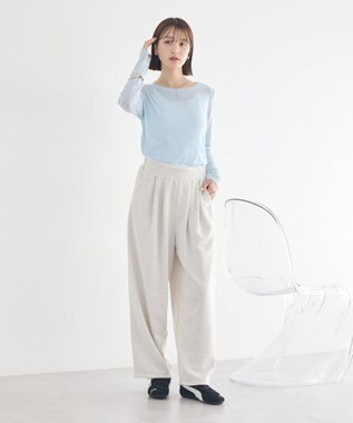 earth music&ecology 微シアーメロープルオーバー Light Blue