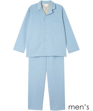 une nana cool 【綿混】ハイゲージダブルエアー メンズ長袖開襟 MADE WITH LIBERTY FABRIC サックスブルー