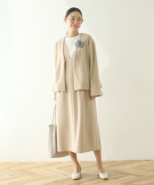 Green Parks Ｏ．洗えてストレッチ　ノーカラージャケット Light Beige