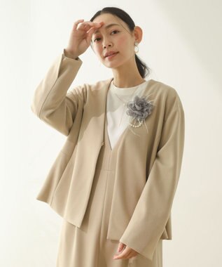 Green Parks Ｏ．洗えてストレッチ　ノーカラージャケット Light Beige