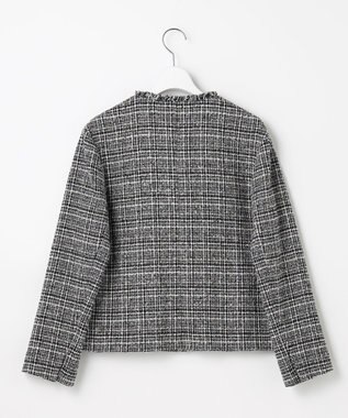 J.PRESS LADIES L Lightループチェック ツイード ジャケット ブラックミックス系