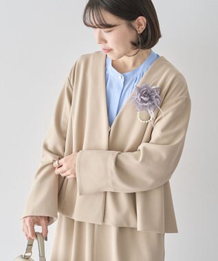 Green Parks Ｏ．洗えてストレッチ　ノーカラージャケット Light Beige