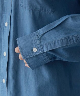 WEGO 【ANGIE VINTAGE】シアーデニムレギュラーカラーシャツ ブルー