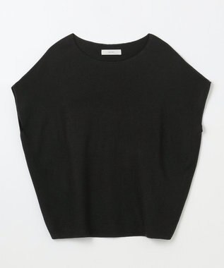 ANY 【洗濯機可/アンチピリング/UVカット】アクリルガーターフレンチスリーブニット ブラック