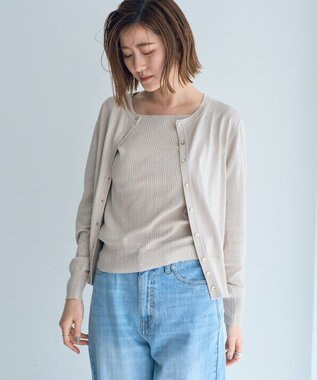 YECCA VECCA ラメ混クルーネックカーディガン Pink