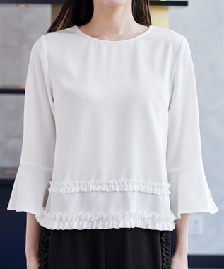 Tiaclasse L 【ブラウス×パンツ2点ット】フリルデザインセットアップ オフホワイト