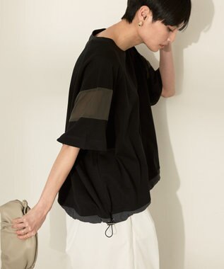 AMERICAN HOLIC 異素材ライン切替プルオーバー Black