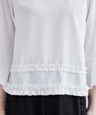 Tiaclasse L 【ブラウス×パンツ2点ット】フリルデザインセットアップ オフホワイト