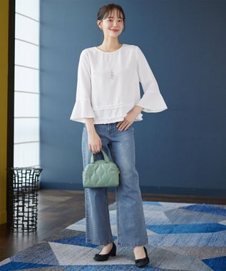 Tiaclasse L 【ブラウス×パンツ2点ット】フリルデザインセットアップ オフホワイト