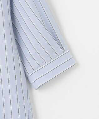 J.PRESS LADIES S 【イージーケア】ストライプジャージー バンドカラー カットソー サックスブルー系1