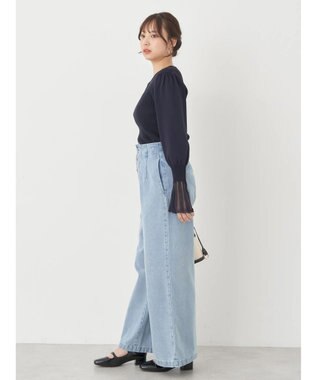 earth music&ecology 袖ポイントニットプルオーバー Navy