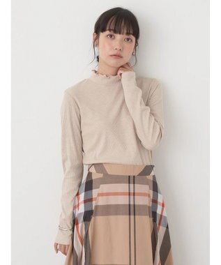 earth music&ecology ラメテレコハイネックプルオーバー Beige