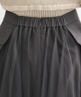 Green Parks ・ｆｕｒｒｙ　ｒａｔｅ　チュールワークポケットスカート Charcoal Gray