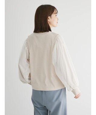 Green Parks 袖チュールドッキングリブプルオーバー Light Beige