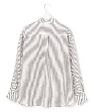 23区 【CLASSY. 9月号掲載/WEB限定カラーあり】LIBECO ベーシック シャツ ダークブラウンストライプ