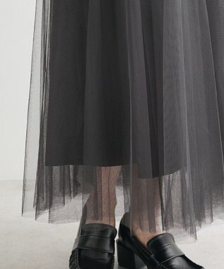 Green Parks ・ｆｕｒｒｙ　ｒａｔｅ　チュールワークポケットスカート Charcoal Gray