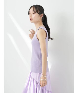 earth music&ecology レイヤリングニットタンクトップ Lavender