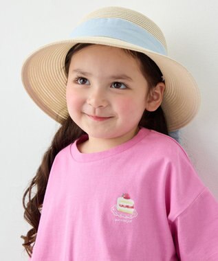 ANY KIDS 【UVカット】【日よけ付き】リボンブレードハット エクリュ×サックスリボン