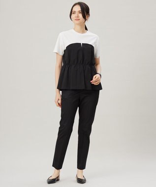 自由区 S 【UVカット・接触冷感・洗える】コットンサテンテーパード パンツ ブラック