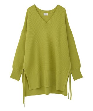 YECCA VECCA Vネックドロストデザインニット Lime Green