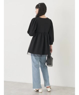 earth music&ecology チュールドッキングチュニック Black