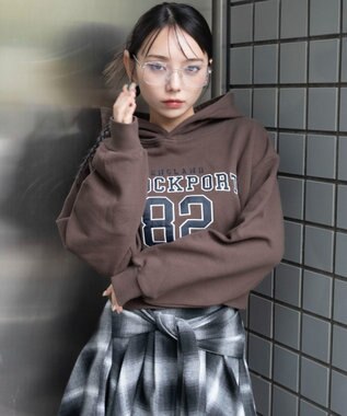 WEGO ロゴショートプルパーカー ブラウン