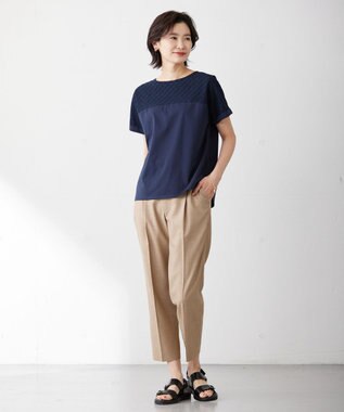 J.PRESS LADIES L 【WEB限定・洗える】FLAXASAオックス テーパード パンツ ベージュ系