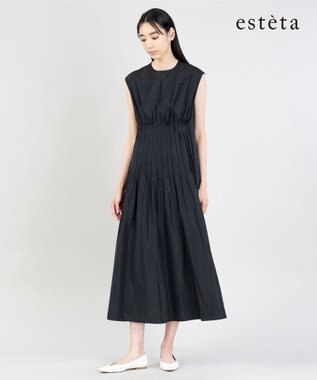 23区 L 【エステータ】シャイニータフタ ピンタック ワンピース