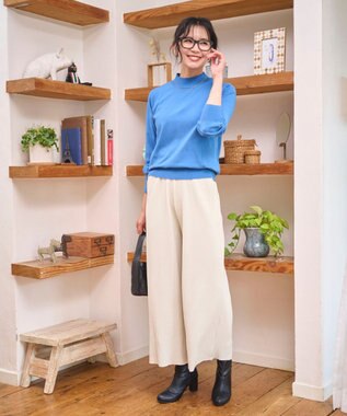 WEGO 【WEB限定/25年秋冬新作/洗濯OK/毛玉レス】ハイネックプルオーバー ブルー