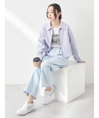 earth music&ecology ジップショートシャツ Light Gray