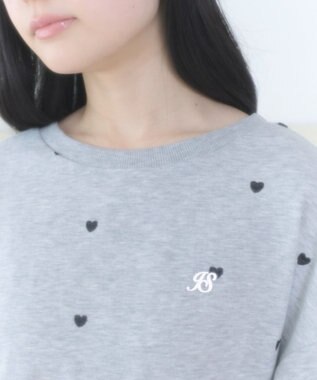 WEGO ハート総柄刺?スウェット 杢グレー