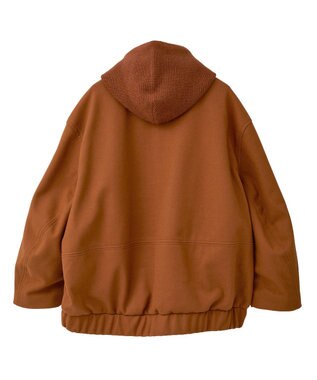 Green Parks ニットフード付きウーリーブルゾン Camel