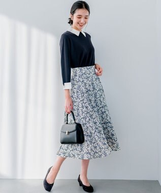 組曲 プランタンプリント フレアスカート ブラック系5