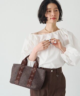 russet ナイロンラフィアデイリーミニトートバッグ《かごバッグ》(CE-1712) D.Brown