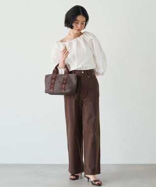 russet ナイロンラフィアデイリーミニトートバッグ《かごバッグ》(CE-1712) D.Brown