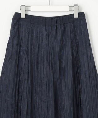 J.PRESS LADIES S 【洗える】リンクルリッド フレアー スカート ネイビー系