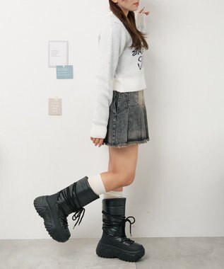 WEGO レースアップパテッドブーツ ブラック