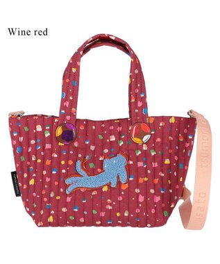 tsumori chisato CARRY きらネコてんてん ハンドバッグ 2way ショルダーバッグ ボルドー
