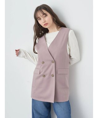 earth music&ecology ノーカラージレ Pink Beige