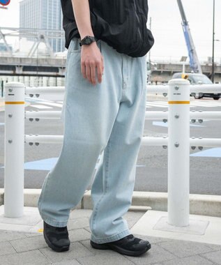 WEGO 【ユニセックス着用ITEM/SMLサイズ展開】ルーズテーパードデニムパンツ デニム淡色