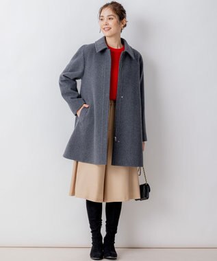 組曲 【8色展開・前後着用可】ウールカシミヤミックス パフスリーブ ニット ルビーレッド系