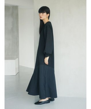 Green Parks armonia．布帛切り替えポンチワンピース Black