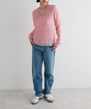 Green Parks ＳＥＴ２点　クロシェ風ニットプルオーバー Pink