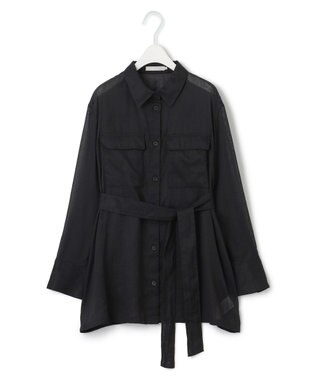 ICB 【洗える】ラミーコットンボイル シアーシャツ ブラック系