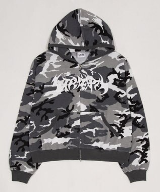 WEGO 【ユニセックス着用ITEM】ワッフルグラフィックカットZIPパーカー 柄1