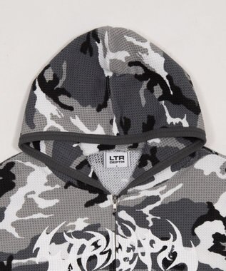 WEGO 【ユニセックス着用ITEM】ワッフルグラフィックカットZIPパーカー 柄1