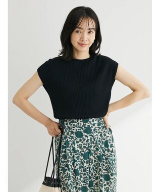Green Parks ・Ｐｅｔｉｔ　Ｆｌｅｕｒ　フレンチスリーブリブニット Black