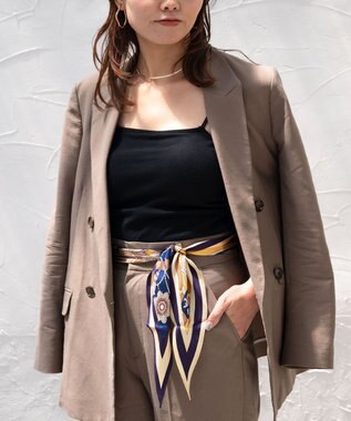 Marca 【Marcaオリジナル】バイカラーベルト シルクツイル 菱形スカーフ イエロー×ブルー