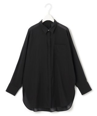 ICB 【洗える】トリアセコットンシアー ドルマンスリーブシャツ ブラック系